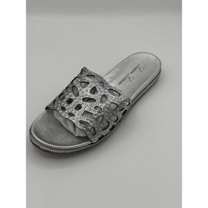 Lauren Lorraine Byanka silver slide sandals Women's 8 NWB!